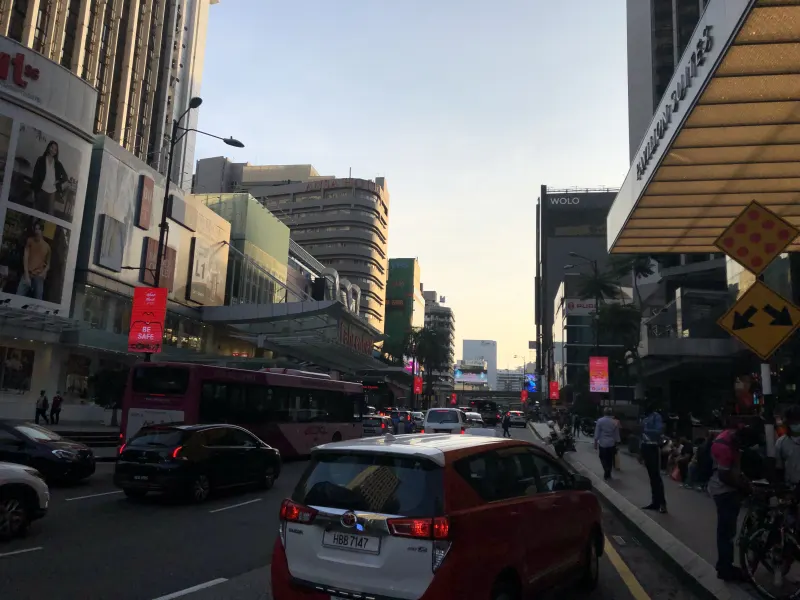 Bukit Bintang Street in Kuala Lumpur at dusk