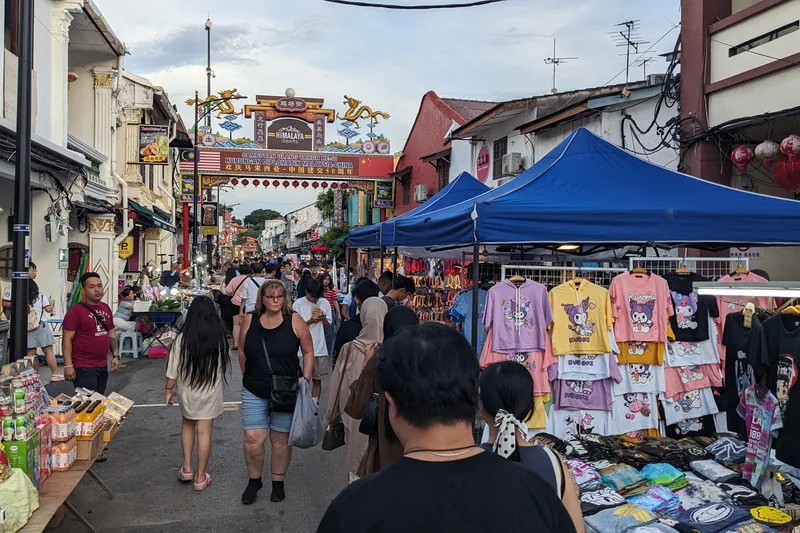 Jonker Street market scene in Melaka
