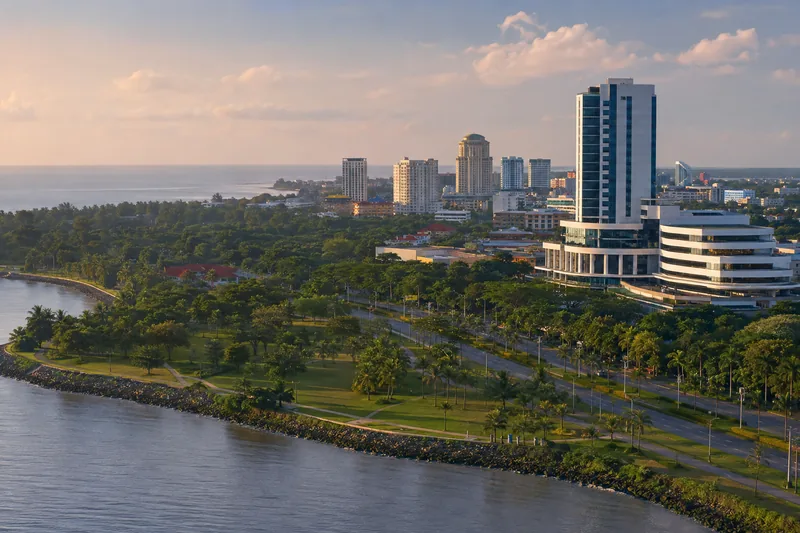 Promotional city visual representing Miri, Sarawak.