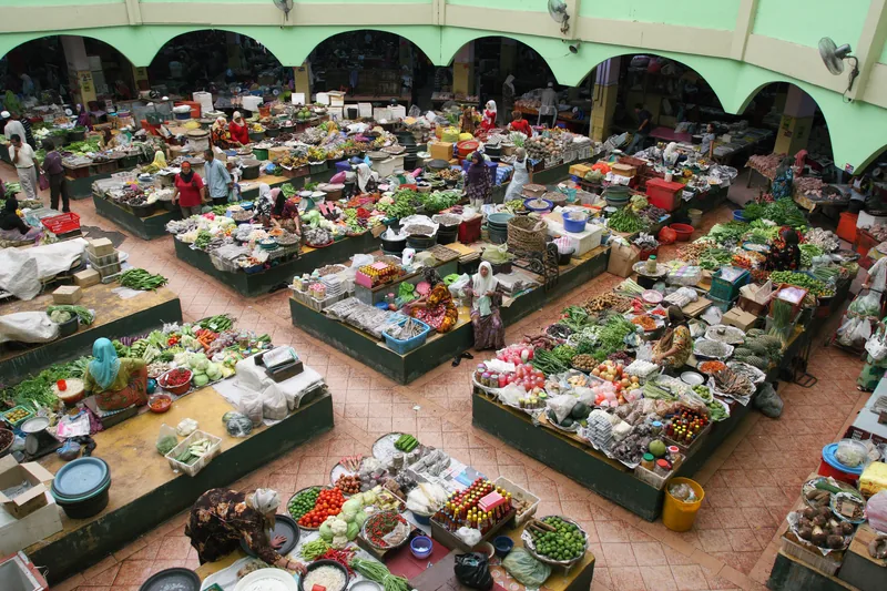 Market stalls inside Siti Khadijah Market, Kota Bharu
