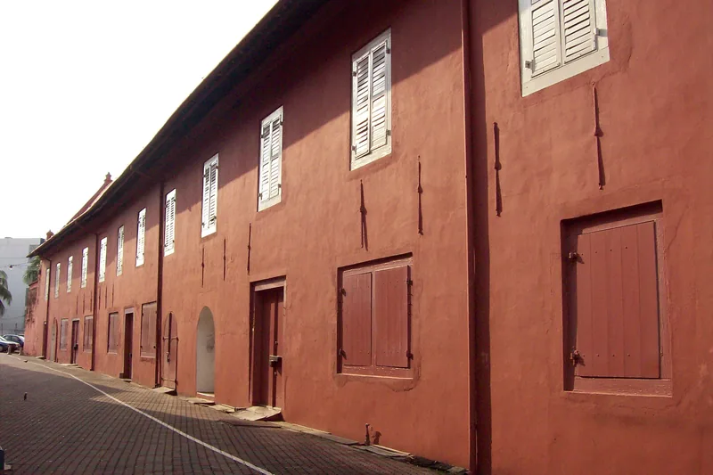 Red exterior walls of The Stadthuys in Melaka